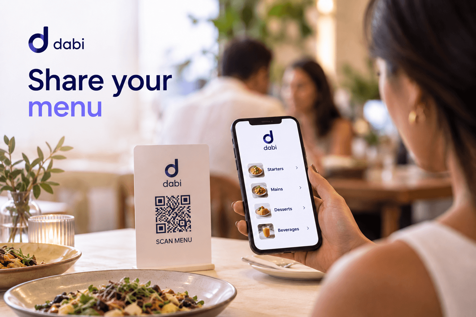 Guests sharing their menu on a phone